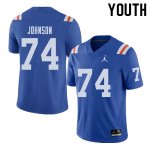 Youth Florida Gators #74 Fred Johnson NCAA Jordan Brand Royal Throwback Alternate Authentic Stitched College Football Jersey IMC2762JH